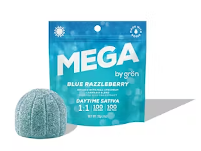 Grön - Grön - Mega - Blue Razzleberry - 1:1 - CBG:THC - 100mg - Edible