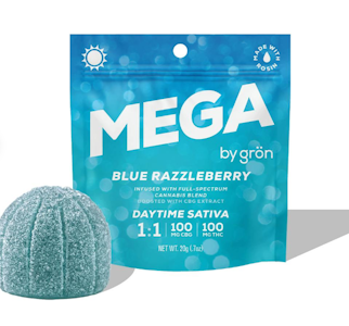 Grön Edibles - Blue Razzleberry 1:1 CBG:THC Mega Pearl