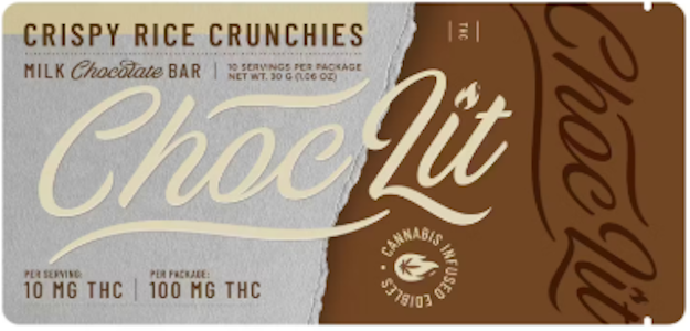 ChocLit - Crispy Rice Crunchies | Milk Chocolate Bar | 100mg/10 Pieces | ChocLit