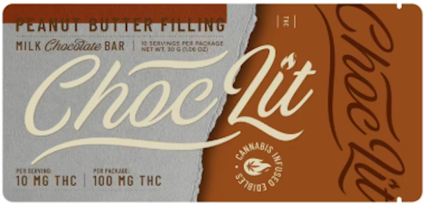 ChocLit - Peanut Butter Filling | Milk Chocolate Bar | 100mg/10 Pieces | ChocLit