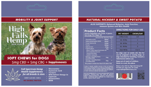 HIGH FALLS CANNA - High Falls Canna - CBD - Soft Dog Chews - 1:1 - CBD:CBG - 150mg - Edible