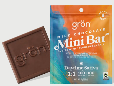Gron -  Mini Bar - Milk Chocolate Sativa | Chocolate | 100mg | Gron