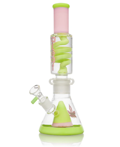 Glass - Green and Pink Gel Bong