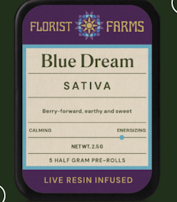Florist Farms | Live Resin Infused | Pre-Roll - Blue Dream 5pk | 2.5g