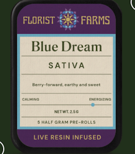FLORIST FARMS - Florist Farms | Live Resin Infused | Pre-Roll - Blue Dream 5pk | 2.5g