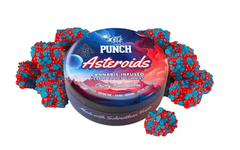 PUNCH EDIBLES & EXTRACTS - Punch - Asteroids - Cherry Razz Storm - Pebble Gummy - 10pk -100mg
