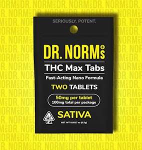 DR. NORM'S - DR NORM'S - Capsules - THC Max Tabs - Sativa - 2PK - 100MG
