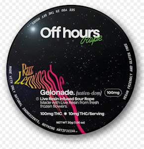 OFF HOURS - Off Hours | edibles | live resin rope ~ gelonade raspberry | 10Mg PC/ 100Mg
