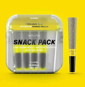 Boutiq | Pre-roll | Infused Pre-Rolls | Boutiq Snack | Diamond Infused | Italian Ice x Mango Melon | 5pk 2.5g