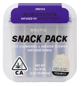 BTQ Snack Pack | Prerolls | Purple Papaya x Purple Papaya | Indica | 2.5g (5 x .05g) | Diamond Infused