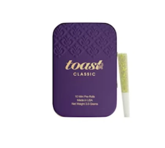 Toast - C Train Express - Sativa- 26.71% THC | 10 x .35g Classic Mini (3.5g Pre-roll Pack) | Toast Minis   -pp5 back