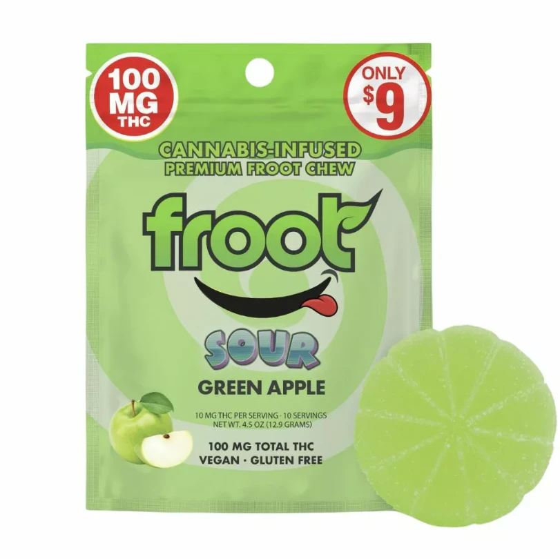 Froot - Froot - 100mg Sour Gummies - Green Apple   Main Image