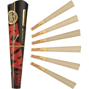 RAW Rolling Papers - RAW [1 1/4" BLACK] Cones 6pk