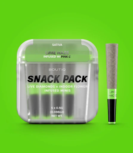 BTQ - BOUTIQ Snack | Prerolls | Diamond Infused | Lime Haze Pink-Z| 5PK | 2.5g Main Image