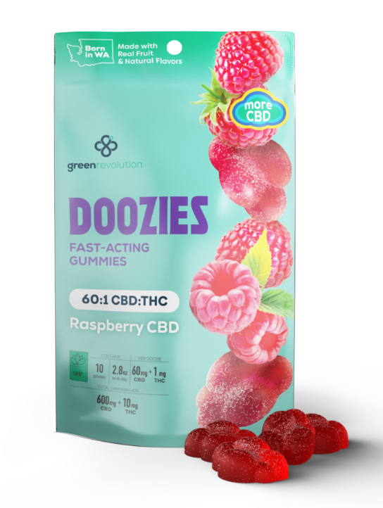 Doozies | Edible | Raspberry 60:1 CBD:THC | 10-pack | 1mg