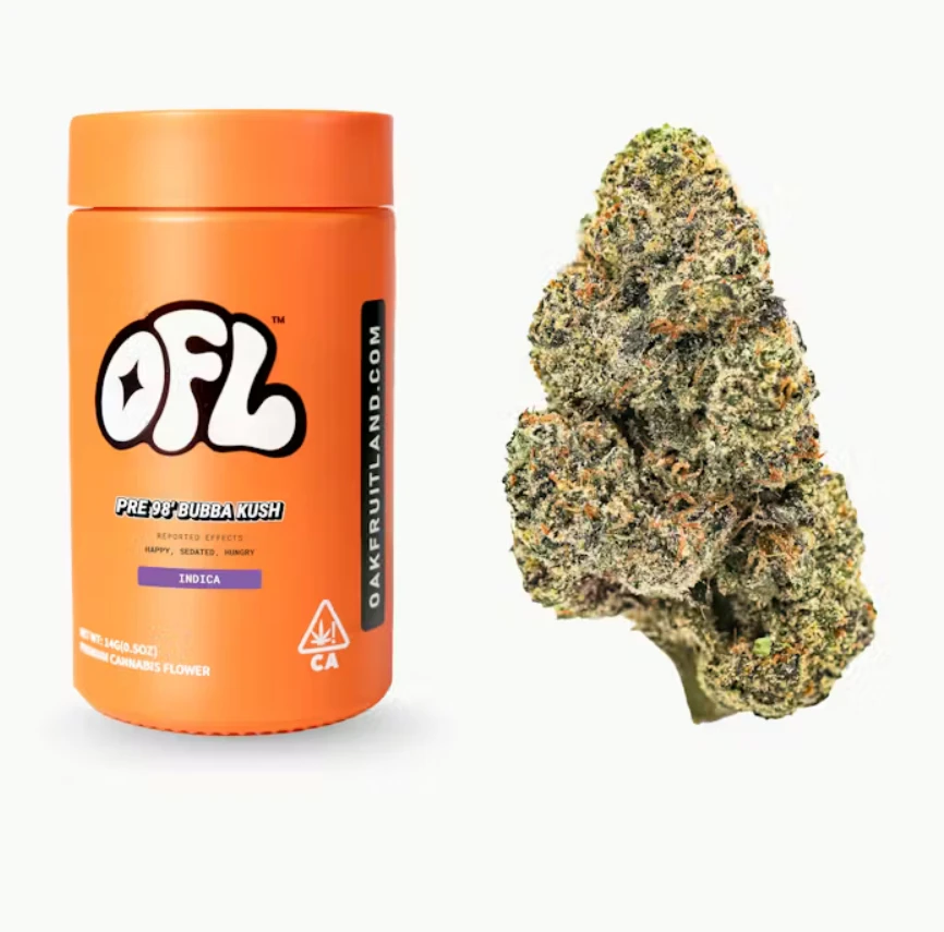 Oakfruitland (OFL) - Oakfruitland Pre 98 Bubba Kush Pkg 14g Jar Bigs Main Image