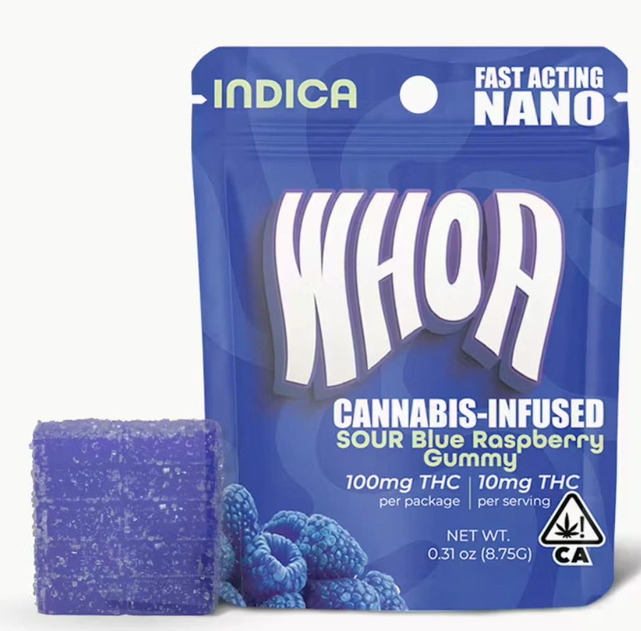 Whoa - WHOA Edibles Gummy 100mg Indica Sour Blue Raspberry Main Image