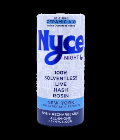 Nyce - Garlic Cocktail -Indica- 76.25% THC |Solventless Live Hash Rosin AIO (Vape Pen) .5g | Nyce   -ttt6 front