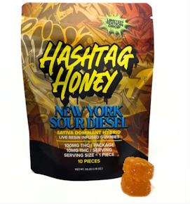 Hashtag Honey | Edible | Live Resin Gummy - New York Sour Diesel | 100mg,10
