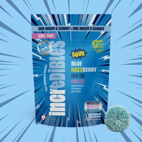 Sour Blue Razzberry 1pk/100mg:100mg THC:CBG Edible