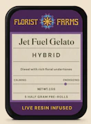 Jet Fuel Gelato 5pk 0.5g Live Resin Infused Prerolls - Hybrid | Florist Farms