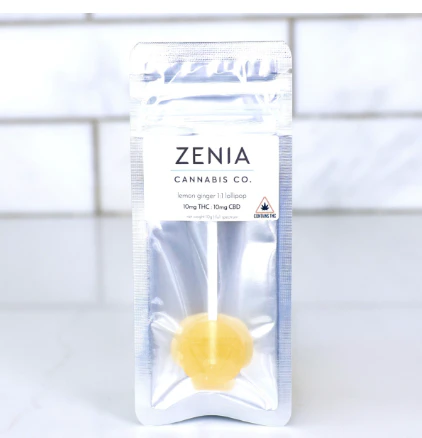 Zenia Cannabis Co - 10mg | CBD:THC | Lemon Ginger Lollipop  Main Image