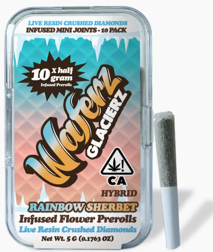 Waferz - Waferz - Glacierz Infused Flower Pre-Rolls 10 Pack - Rainbow Sherbet 5g Main Image