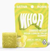 WHOA 100mg Sour Lemon Drop Gummy Single Bite