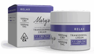  Transdermal Cream Lavender Vanilla (Relief) - 1:1 CBD:THC - 1000mg - Mary's Medicinals