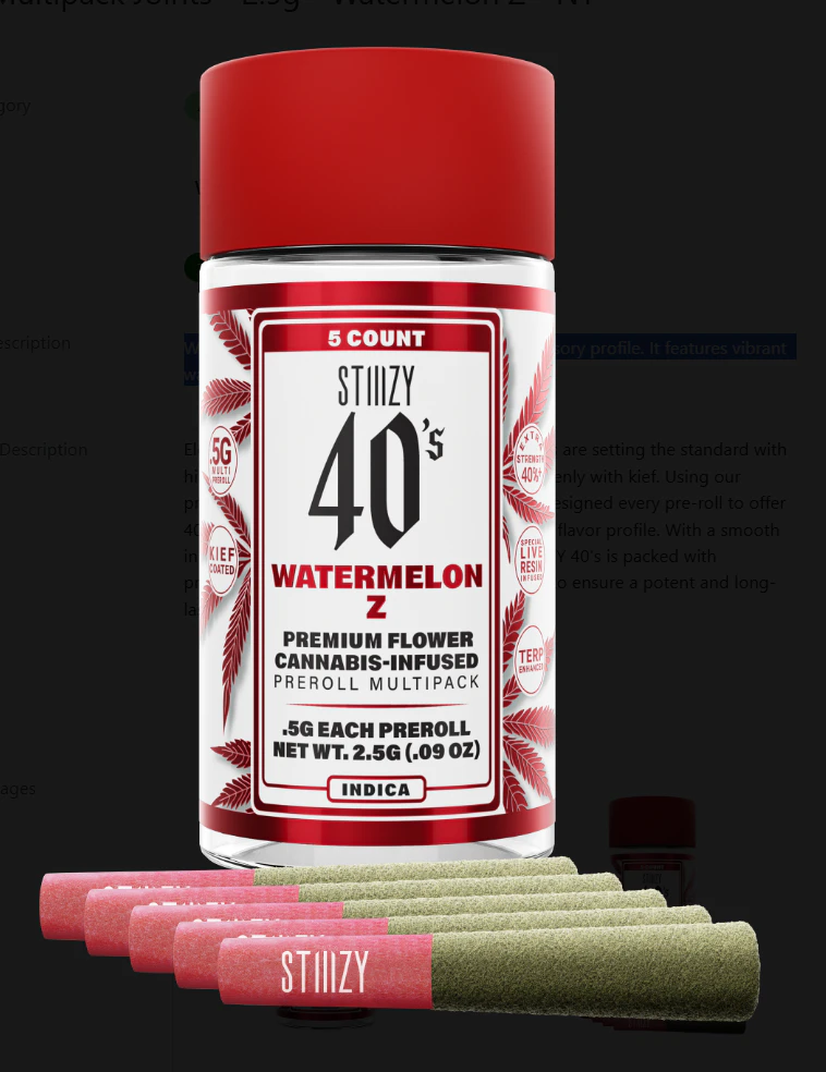 STIIIZY - Stiiizy - Watermelon Z - Infused 5pk Prerolls Main Image