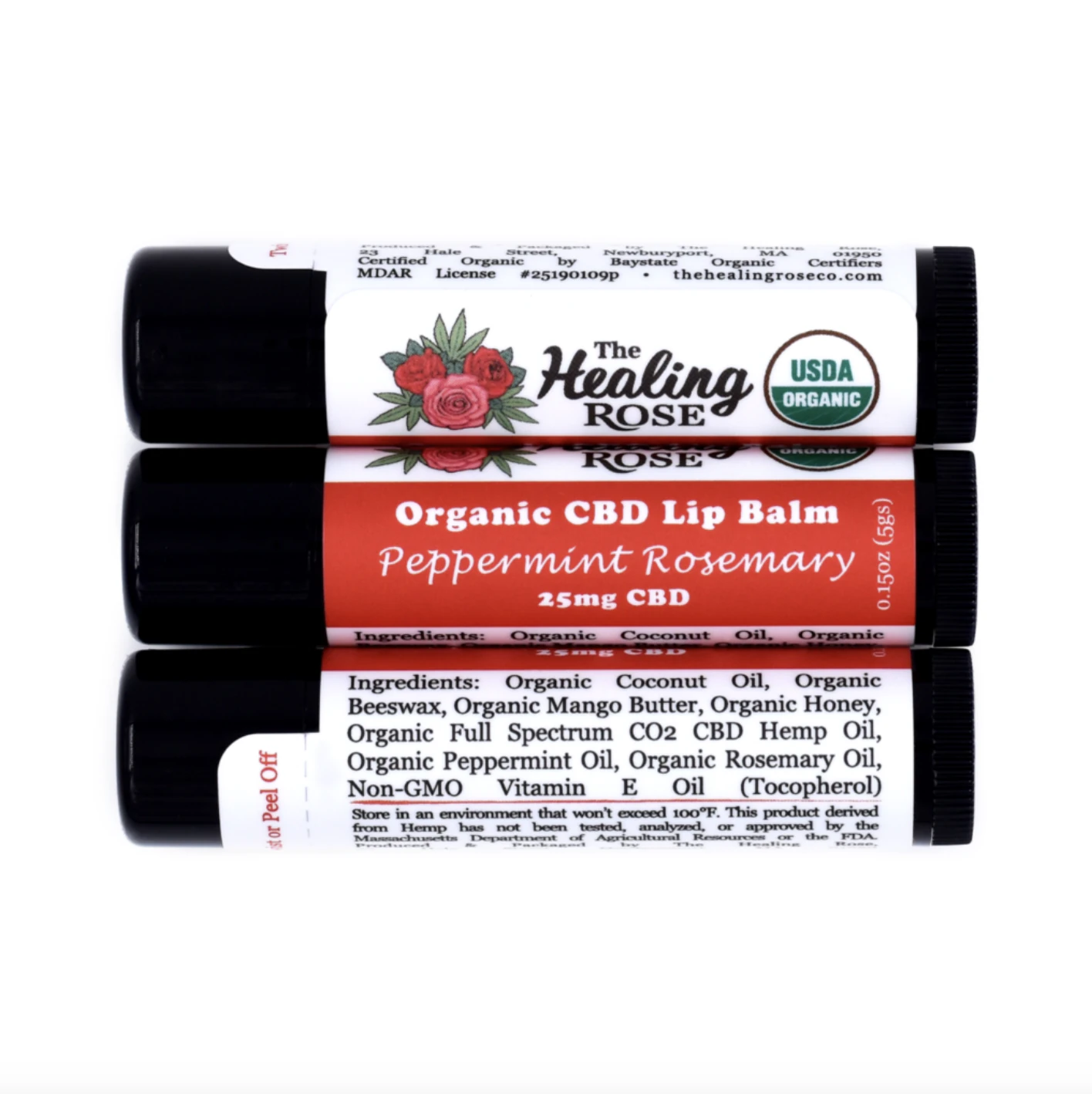 THE HEALING ROSE - The Healing Rose | Organic Peppermint Rosemary Lip Balm | 25mg CBD Main Image
