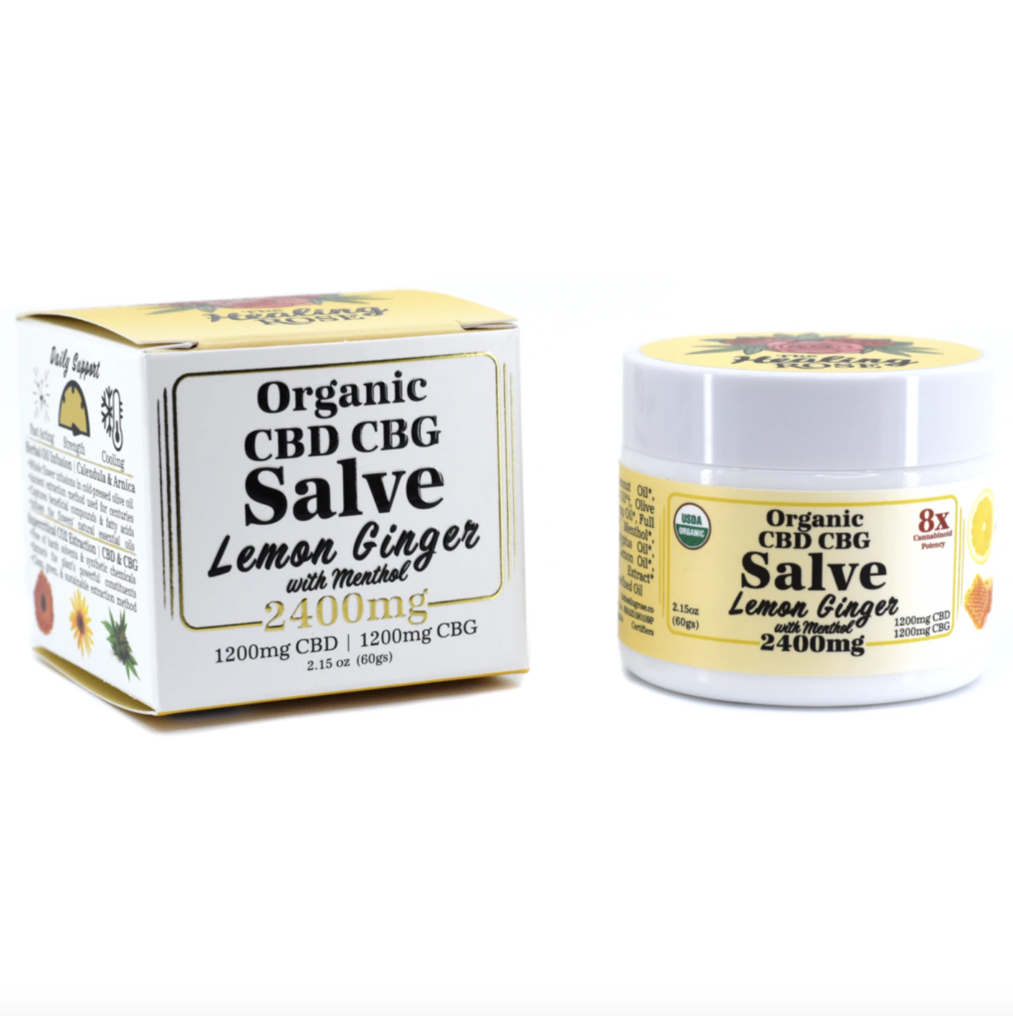 THE HEALING ROSE - The Healing Rose | Organic Lemon Ginger CBD:CBG Salve | 60g Main Image