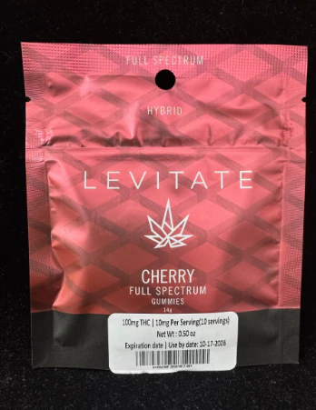 Levitate - Cherry 100mg Live Resin Gummy - Hybrid | Levitate Main Image