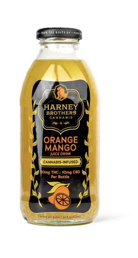 Harney Brothers Cannabis - HARNEY BROTHERS Orange Mango Juice Bottle - 10mg - 16oz Main Image