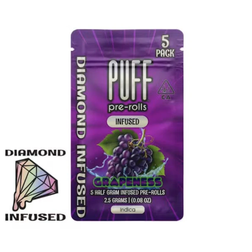 PUFF - PUFF | Grapeness | Diamond Infused Pre-Roll 5 Pack | 2.5g Main Image