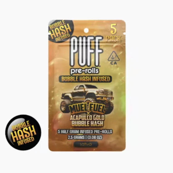 PUFF - PUFF | Mule Fule x Acapulco Gold | Bubble Hash Infused Pre-Roll 5 Pack | 2.5g Main Image