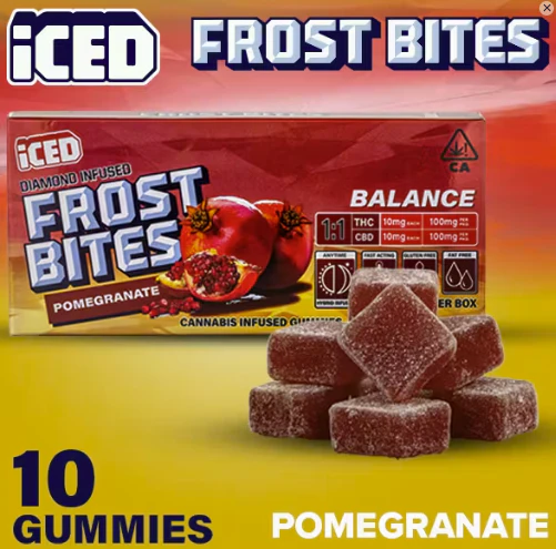 ICED - [Iced] Gummies 10 Pack - 200mg - Pomegranate Balance 1:1 (THC:CBD) Main Image