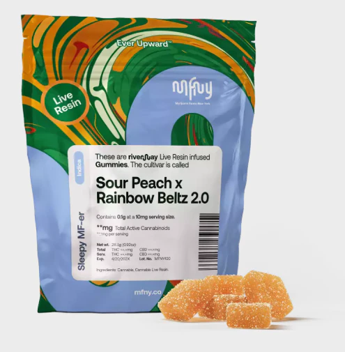MFNY - MFNY | Edibles | Sour Peach x Rainbow Beltz 2.0 | 10 Pk | Rosin Gummies| Main Image