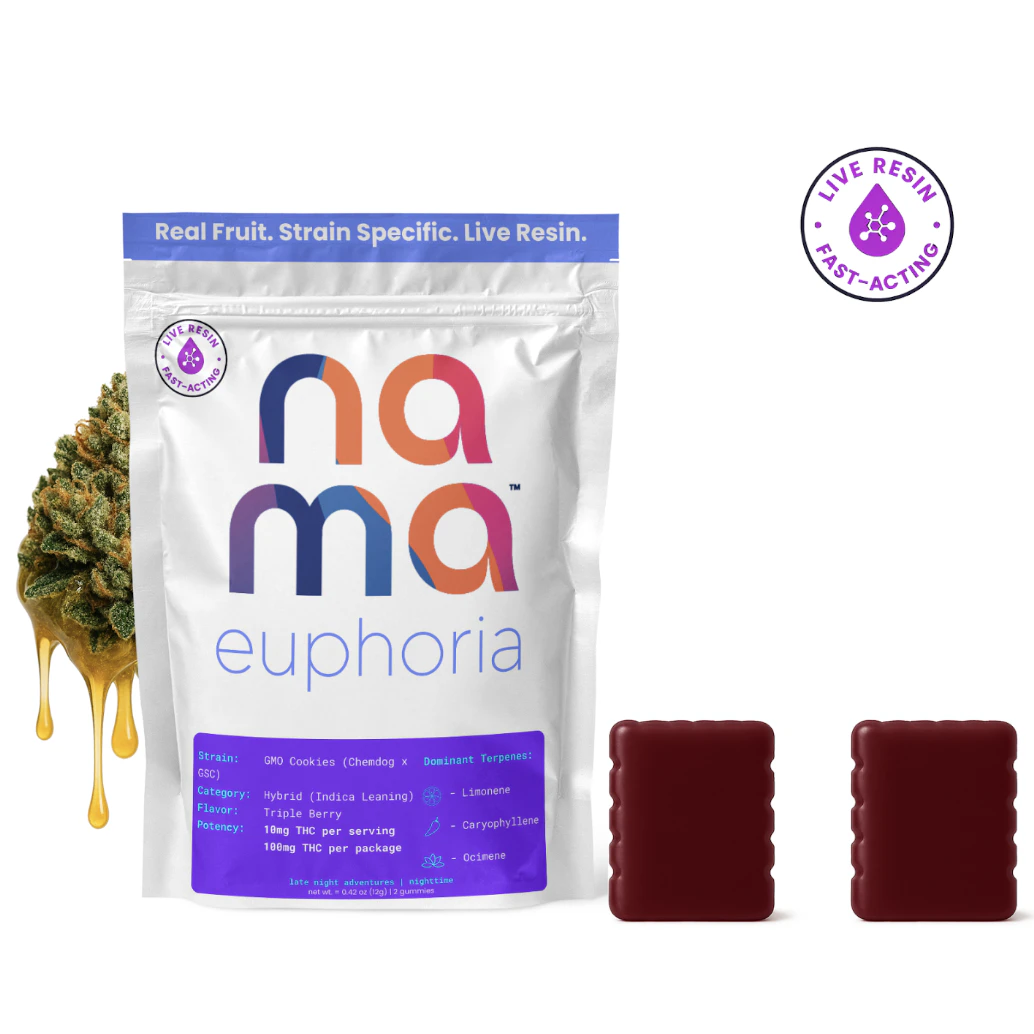 Nama - NAMA | Live Resin Euphoria (Triple Berry x GMO Cookies) | Gummies | 2 Pack | 100mg Main Image