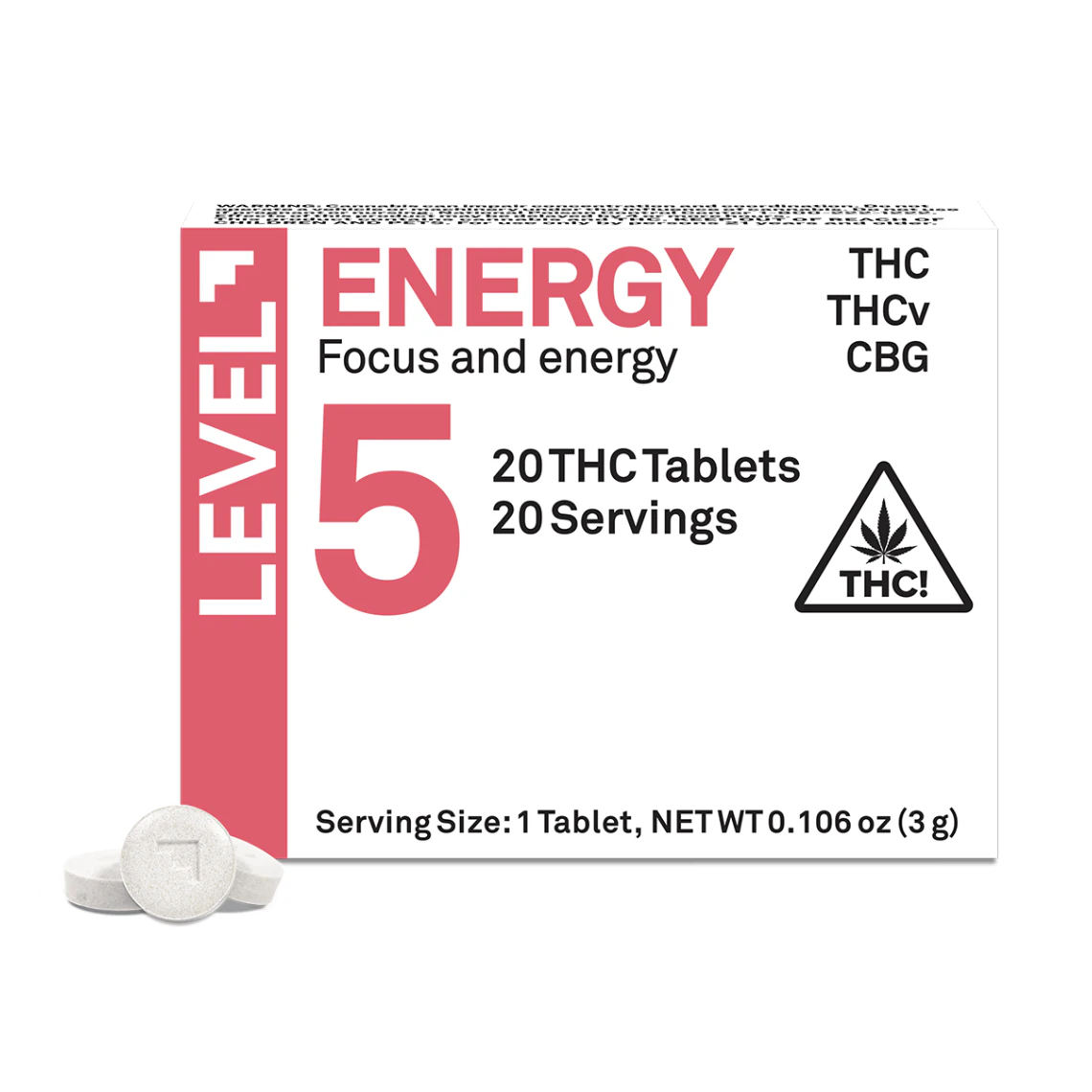 LEVEL - LEVEL | Energy Pro-Tab (THC:THCV:CBG) | Tablets | 20 Pack | 100mg Main Image