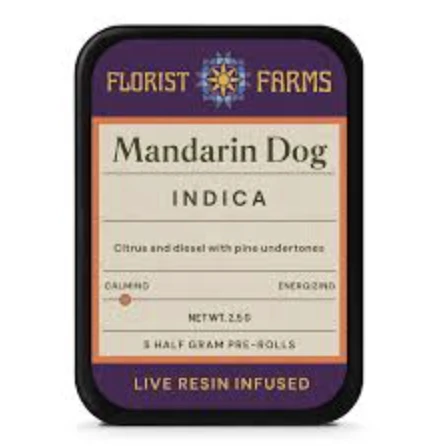 Florist Farms - Florist Farms | Mandarin Dog | Live Resin Infused Pre-Roll 5 Pack | 2.5g Main Image