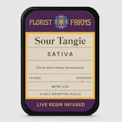 Florist Farms | Sour Tangie | Live Resin Infused Pre-Roll 5 Pack | 2.5g