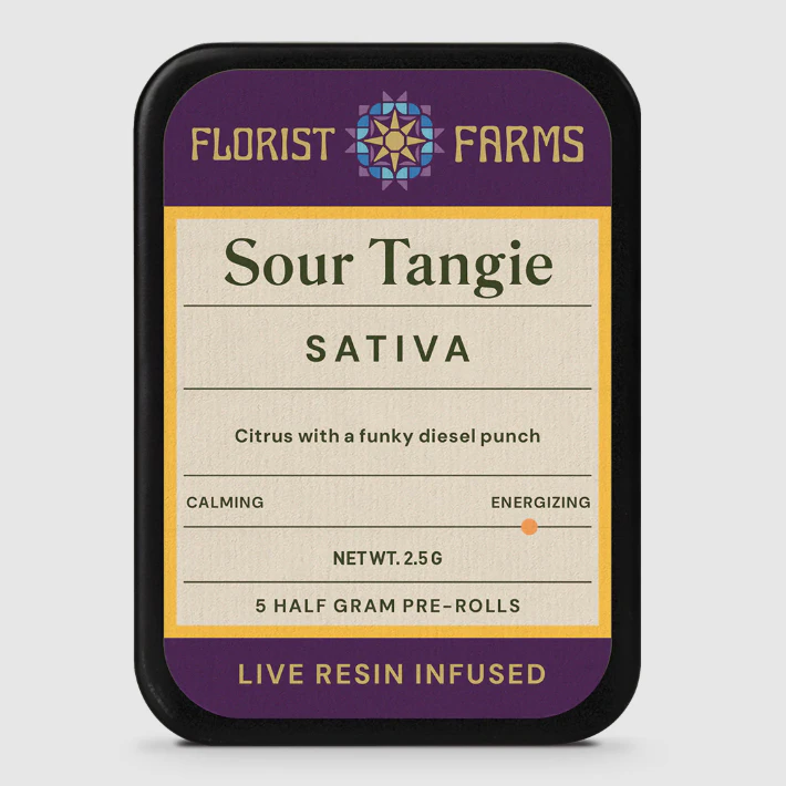 Florist Farms - Florist Farms | Sour Tangie | Live Resin Infused Pre-Roll 5 Pack | 2.5g Main Image