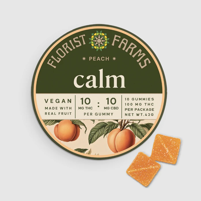 Florist Farms - Florist Farms | Peach "Calm" (THC:CBD) | Gummies | 100mg Main Image
