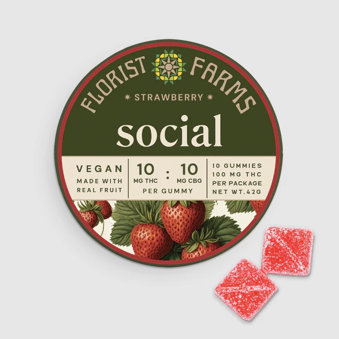 Florist Farms - Florist Farms | Strawberry "Social" (THC:CBG) | Gummies | 100mg Main Image