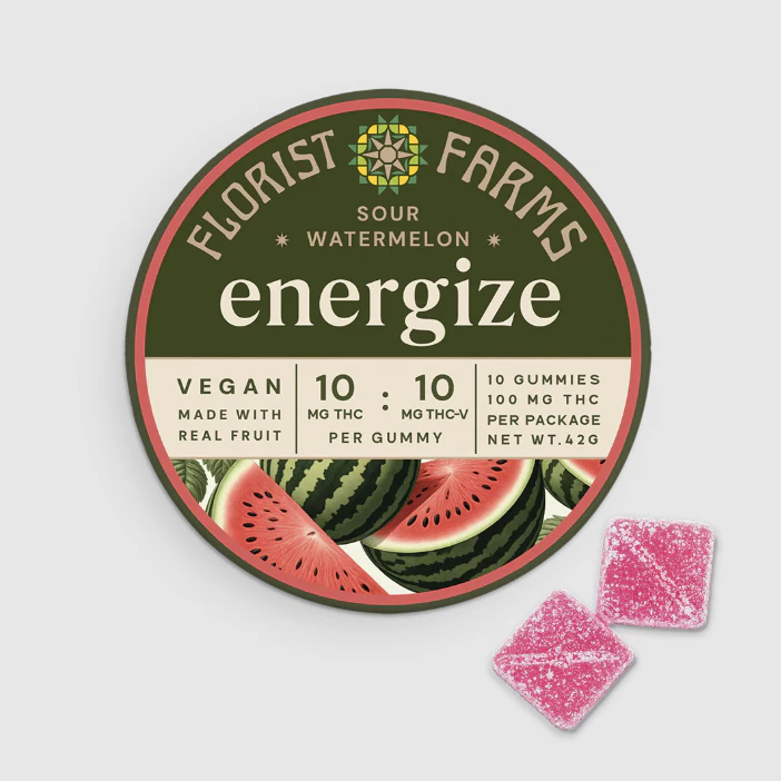 Florist Farms - Florist Farms | Sour Watermelon "Energize" (THC:THCV) | Gummies | 100mg Main Image