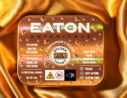 Eaton Botanicals - Cinnamon Cacao Golden Ticket - 100MG Live Rosin Gummies Main Image