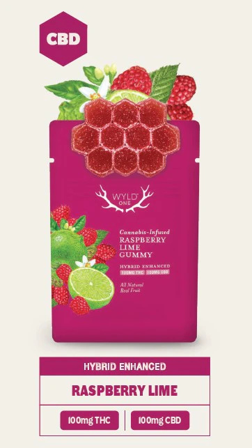 WYLD - WyldOnes Raspberry Lime 1:1 THC:CBD Single Gummy 100mg Main Image