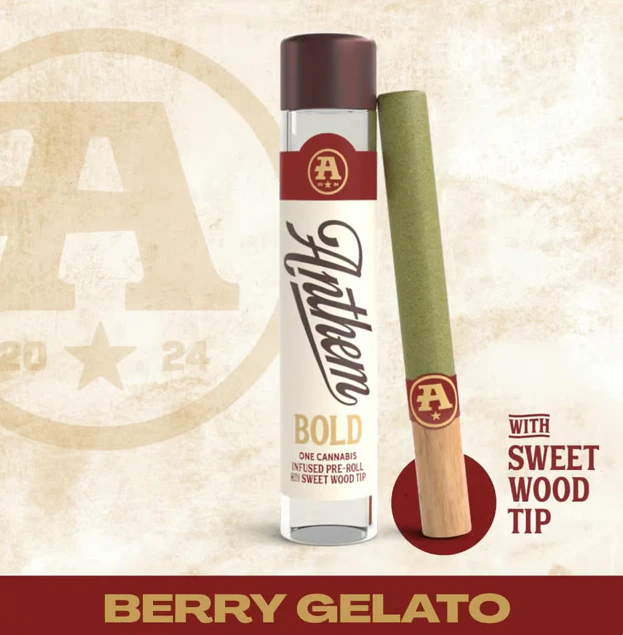 Anthem - Berry Gelato Infused Wood Tip 1g Preroll - Indica | Anthem Main Image