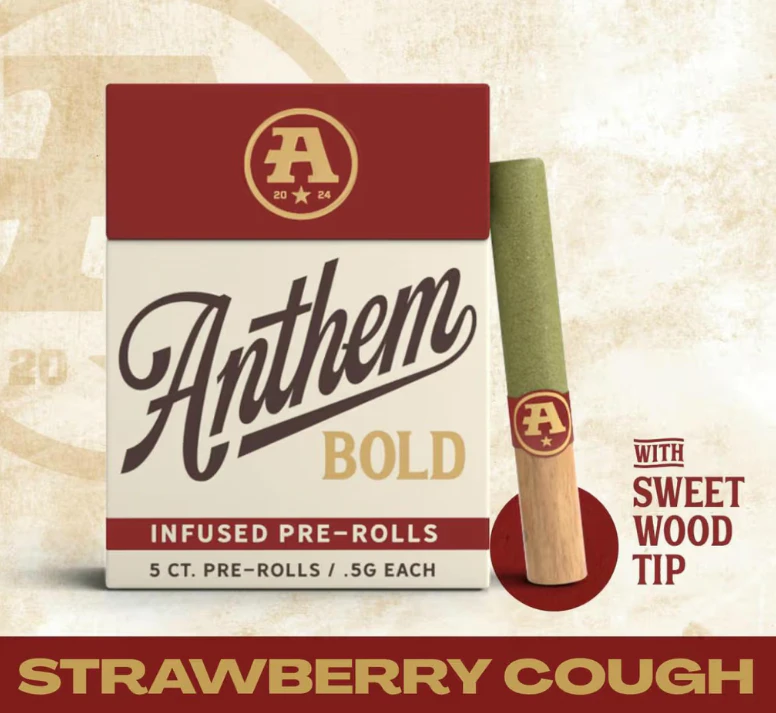 Anthem - Strawberry Cough 5pk Infused 0.5g Prerolls - Sativa | Anthem Main Image